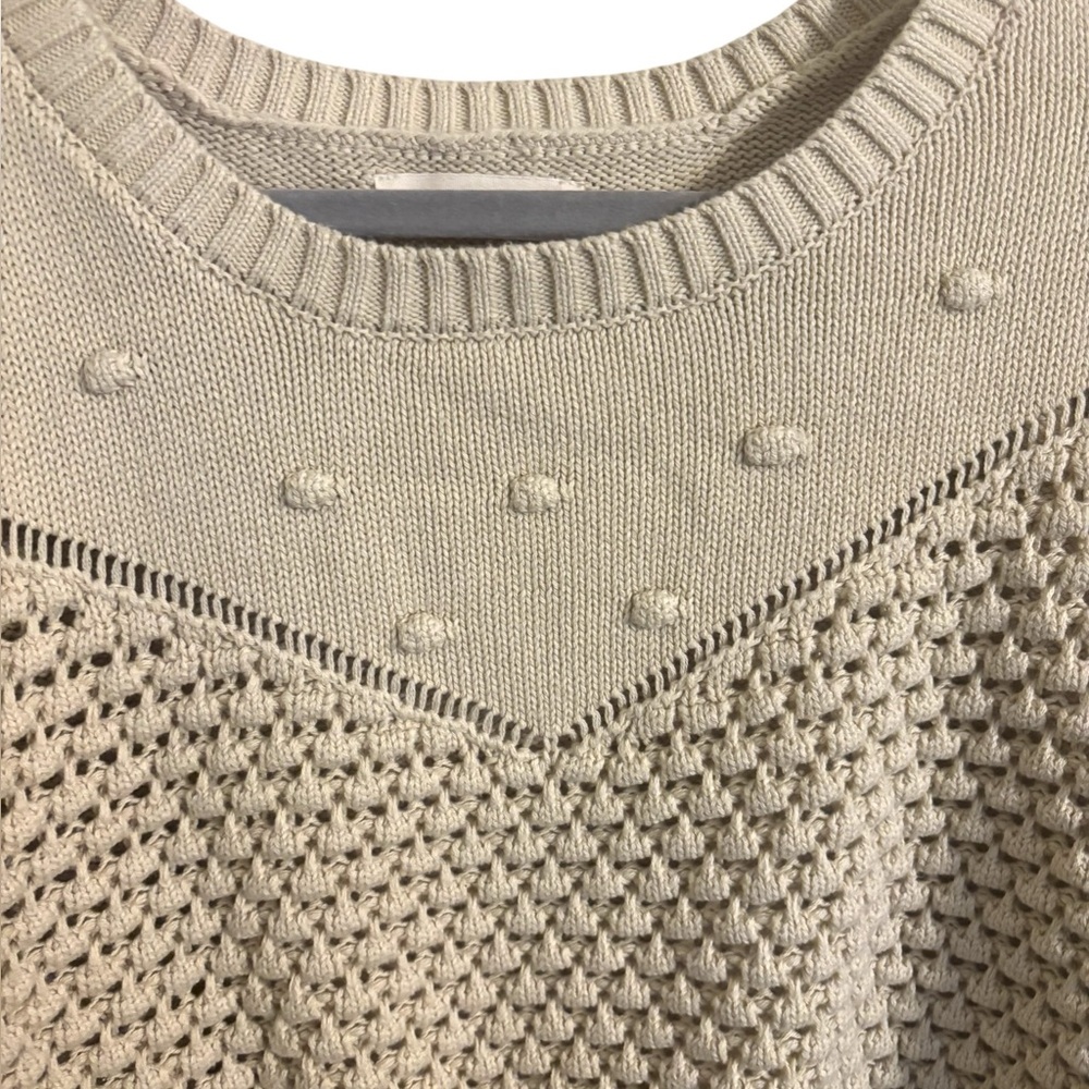 Lucky‎ Brand Cream Mixed Stitch Bauble Cropped Sweater XXL - Picture 2 of 7